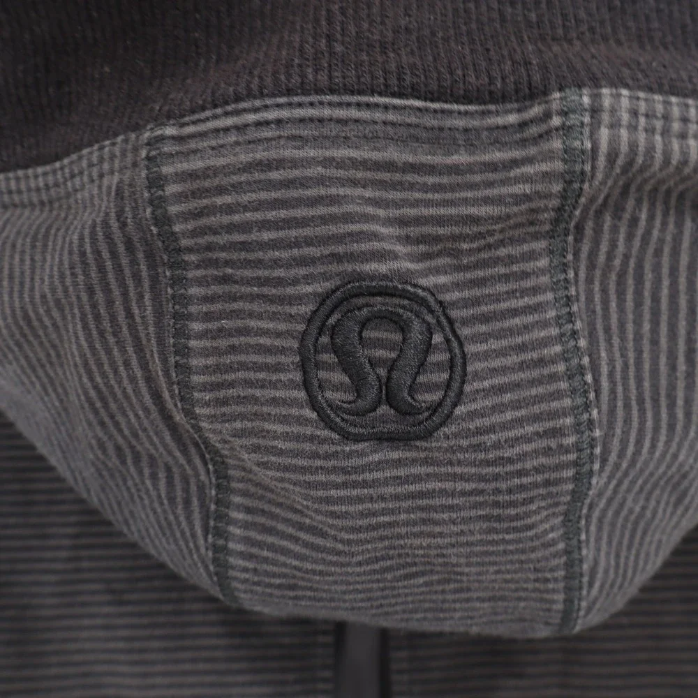 Lululemon Hoodie Womens S Scuba Full Zip Gray Black Micro Stripe Active